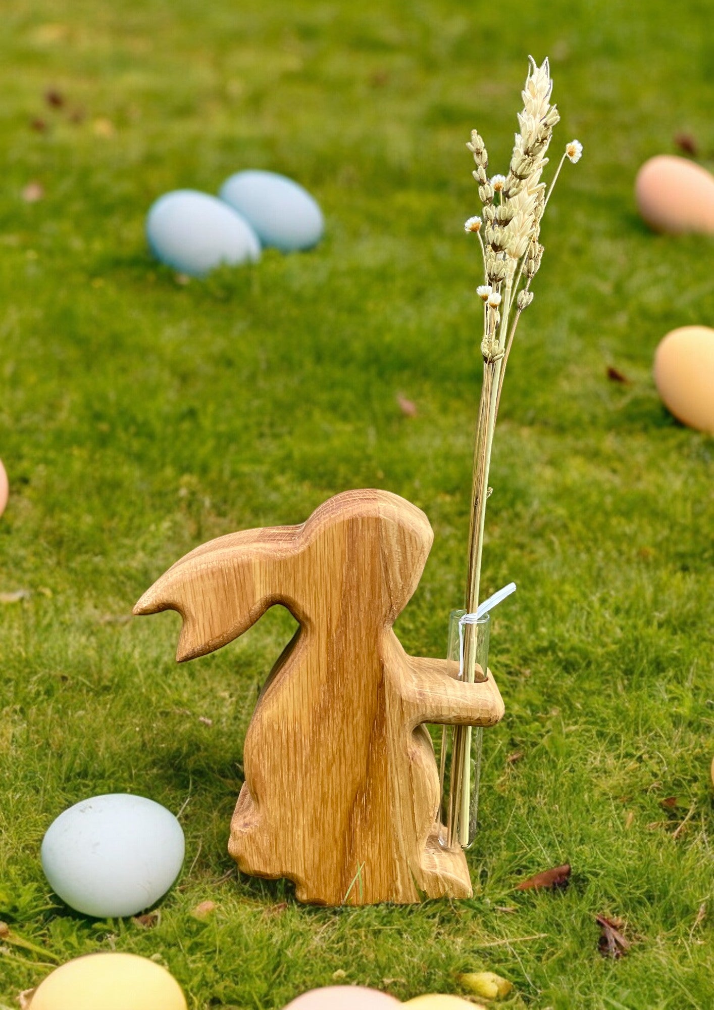 Holz Vase in Hasenform "Männchen machen"