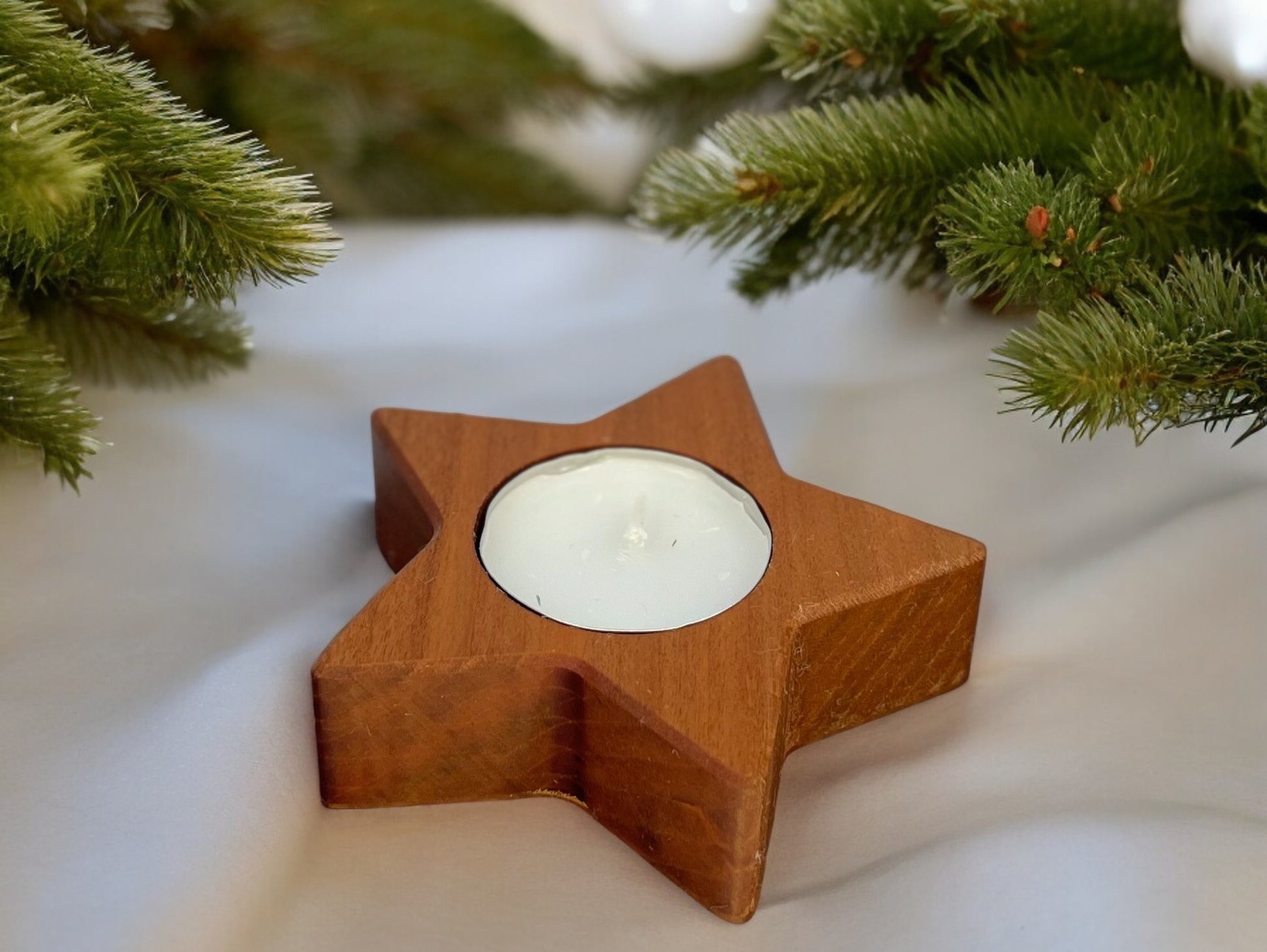 Stern Teelichthalter aus Kirschbaum Holz