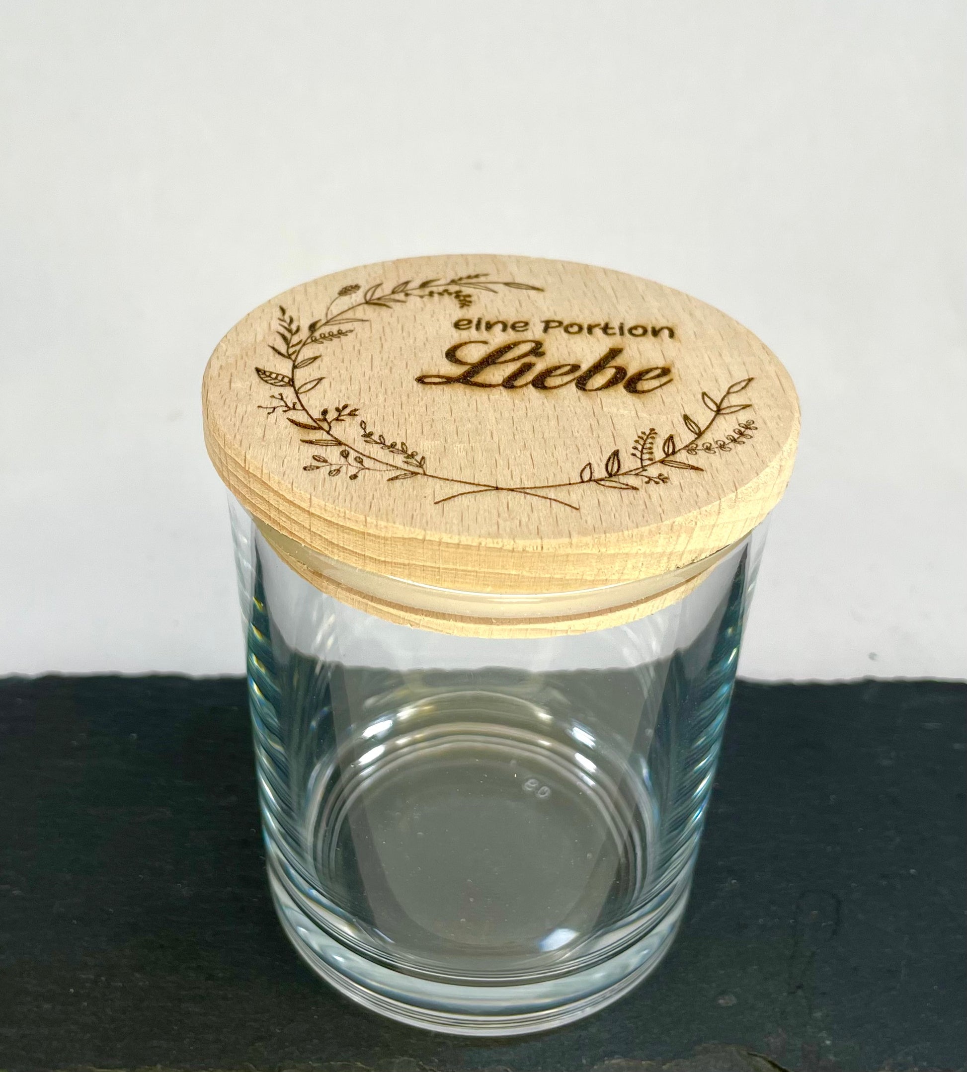 Vorratsglas mit Holzdeckel graviert