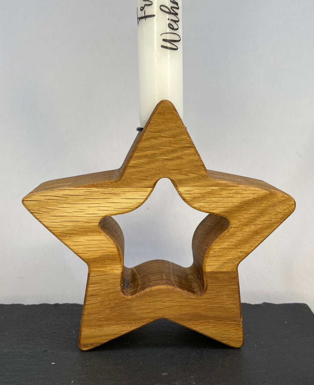 Holz Stern mit Stabkerze