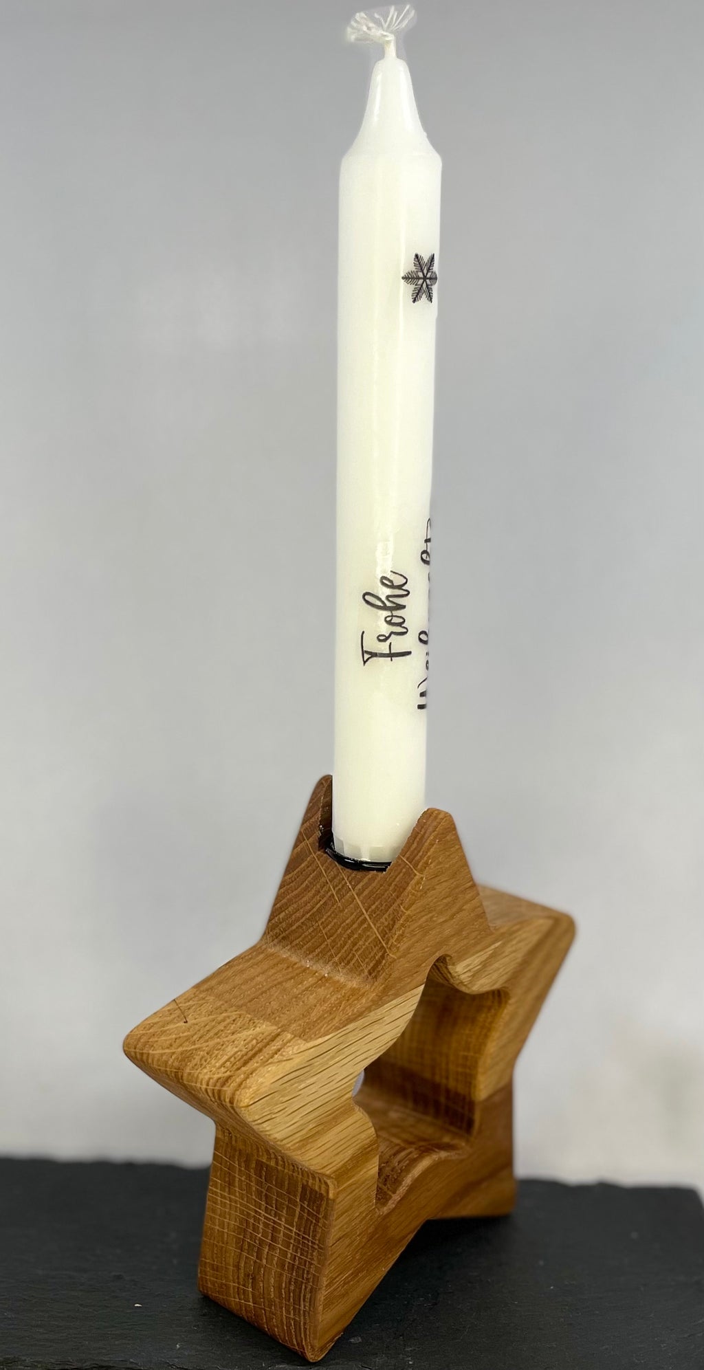 Holz Stern mit Stabkerze