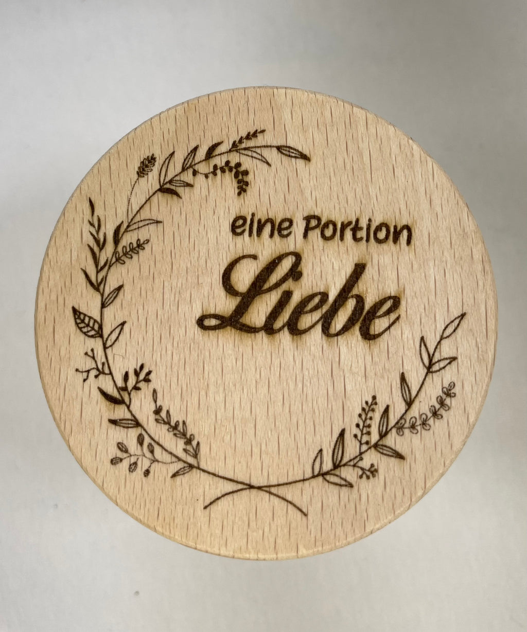 Vorratsglas mit Holzdeckel graviert