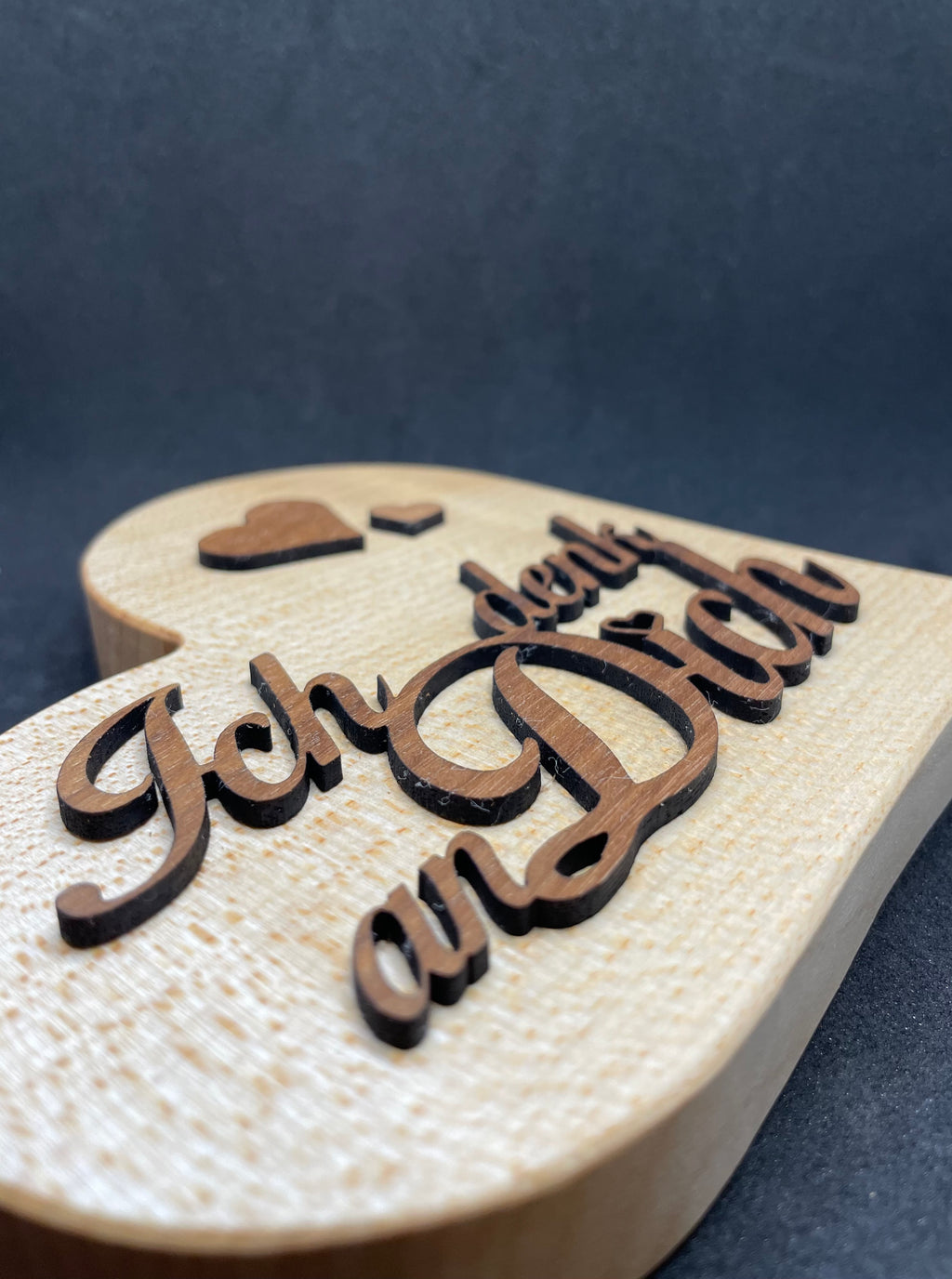 Holzherz mit 3D Schriftzug