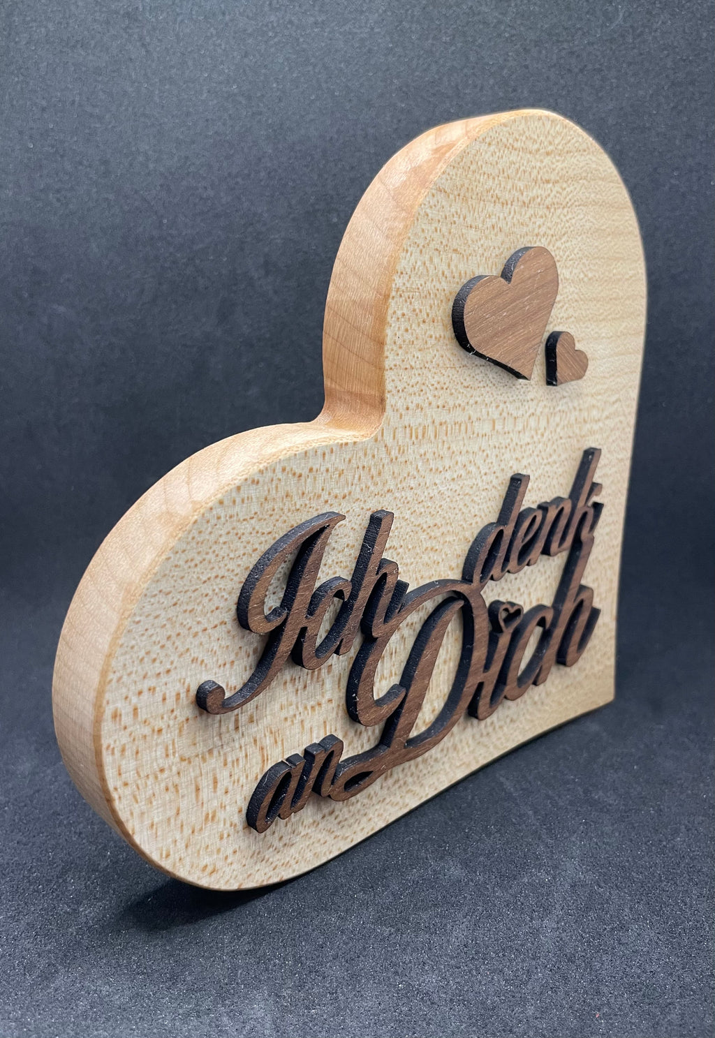 Holzherz mit 3D Schriftzug