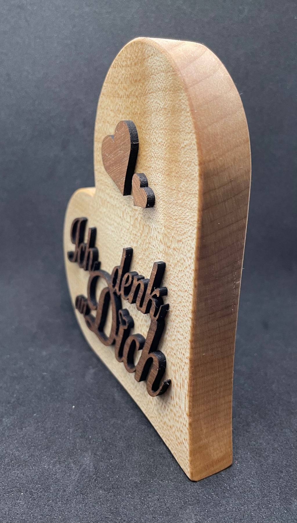 Holzherz mit 3D Schriftzug