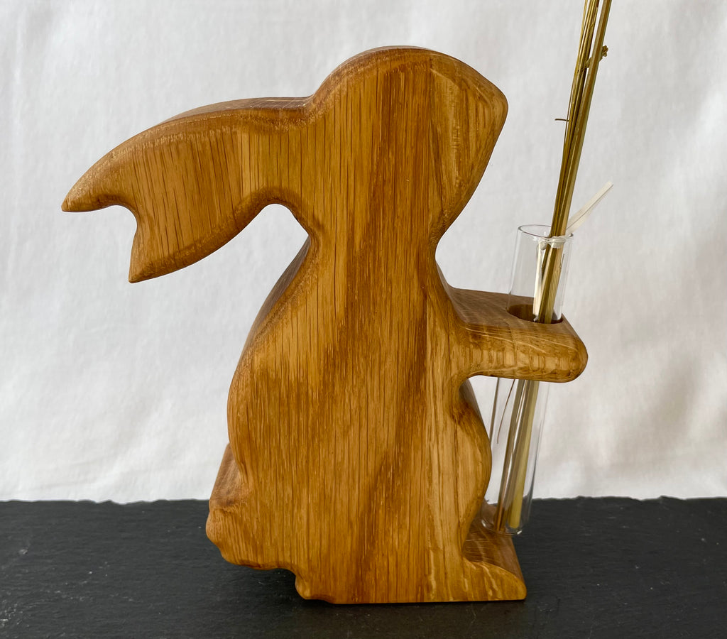 Holz Vase in Hasenform "Männchen machen"