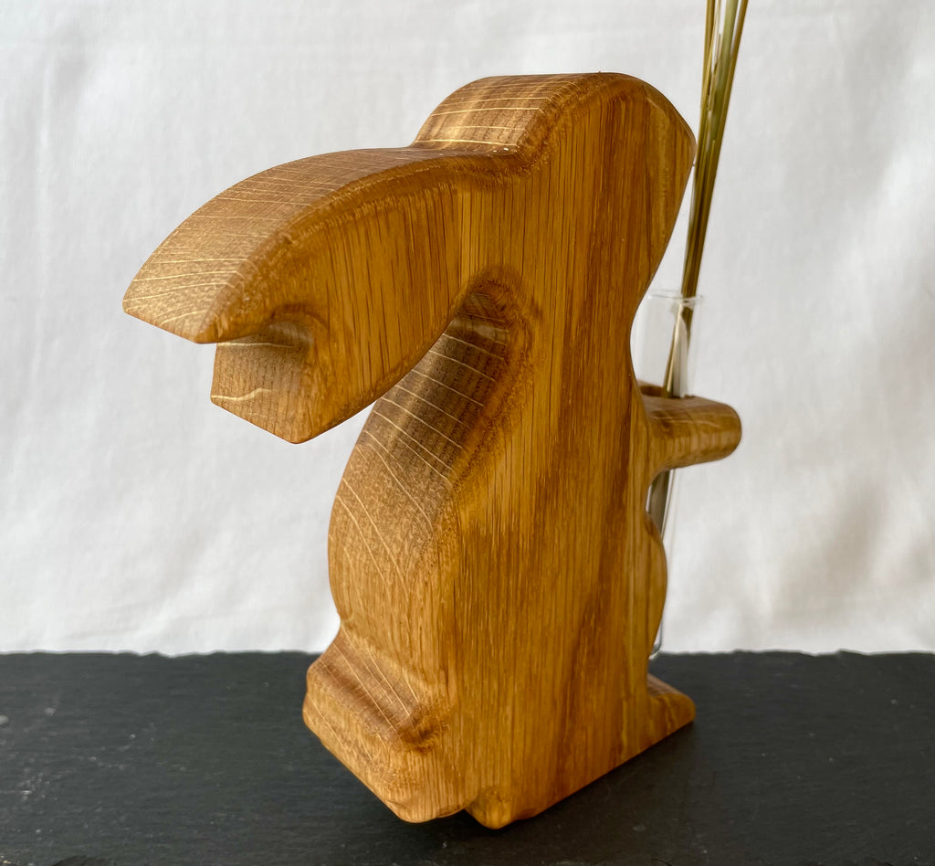 Holz Vase in Hasenform "Männchen machen"