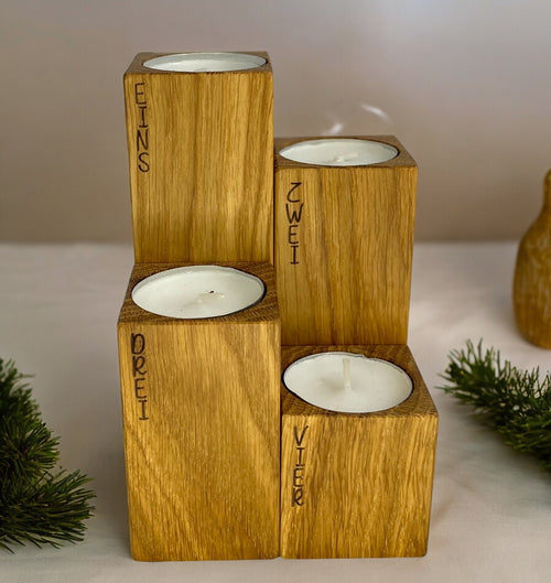 Adventskranz aus Eiche Kanthölzern